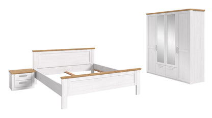 Homes & Jones Bett 180x200cm inkl. 1 Nachtkommode und Kleiderschrank