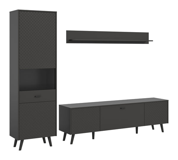 Wohnkombination LINEA (B/H/T: ca. 258/195/40 cm) in grau/grau matt