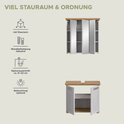 Bathroom set VERONA (W/H/D: approx. 69/187/34 cm) in Sibiu Larch reproduction/Sibiu Larch reproduction