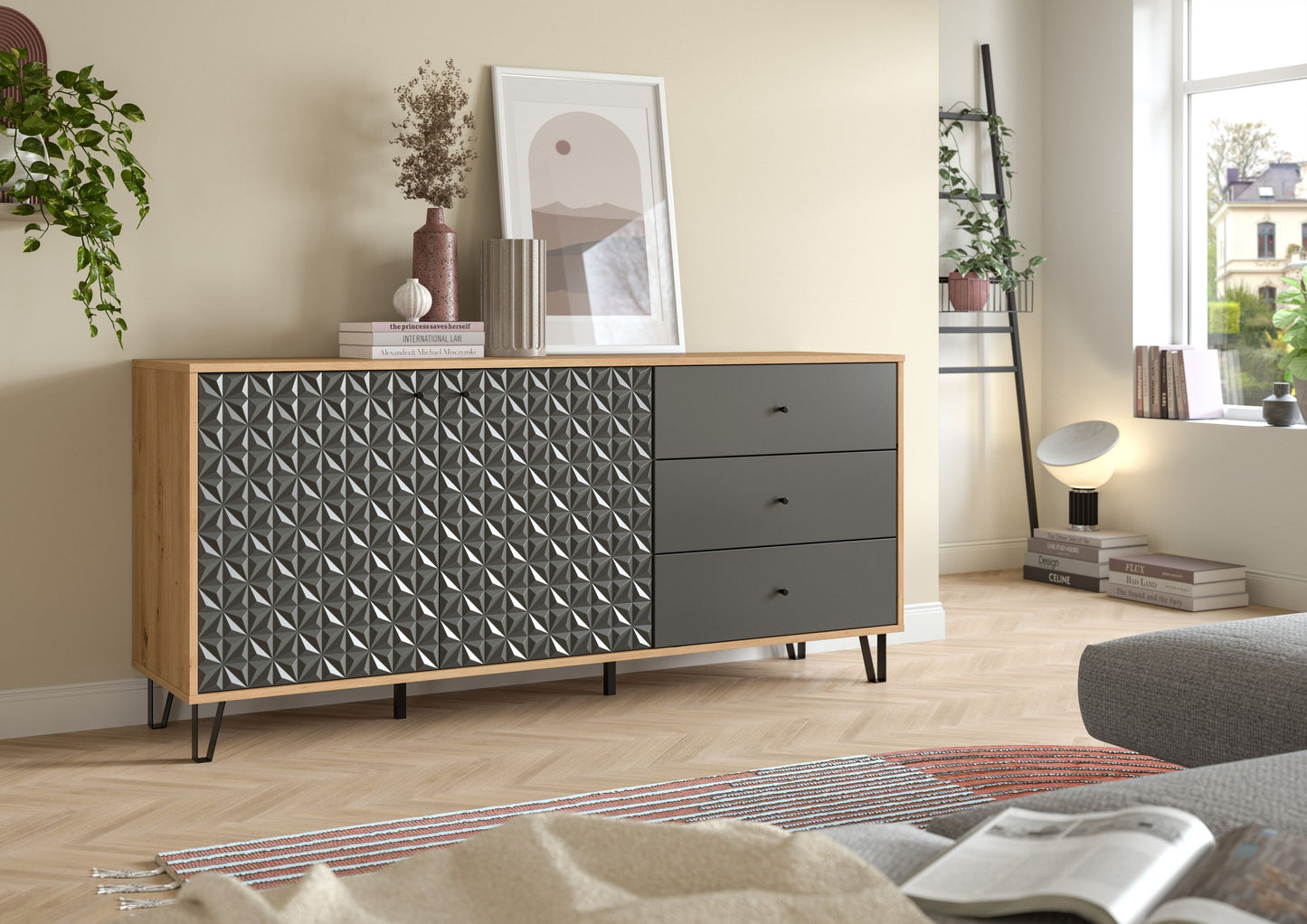 Homes & Jones Sideboard-Wohnzimmerschrank 169 cm breit, Wohnmöbel