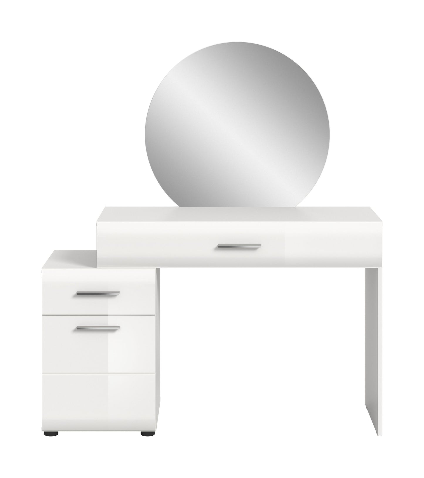 Coiffeuse avec miroir ICE (L/H/P : env. 120/138/47 cm) en blanc/blanc brillant