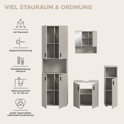 MONE Bathroom Furniture Set (W/H/D: approx. 180/192/30 cm) in Cashmere/Cashmere