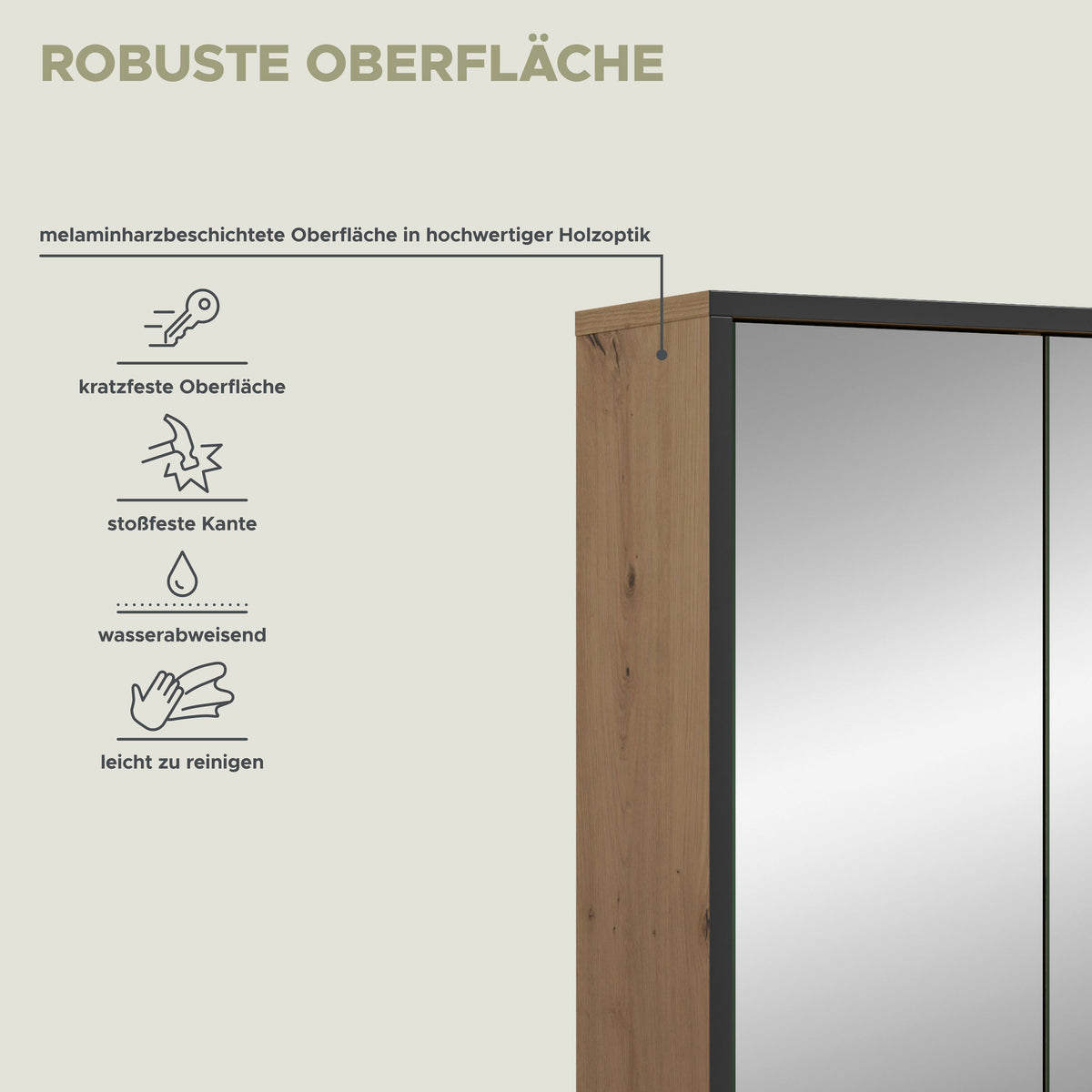 Mirror Cabinet BAGNO (W/H/D: approx. 80/68/19 cm) in Artisan Oak finish/Artisan Oak finish