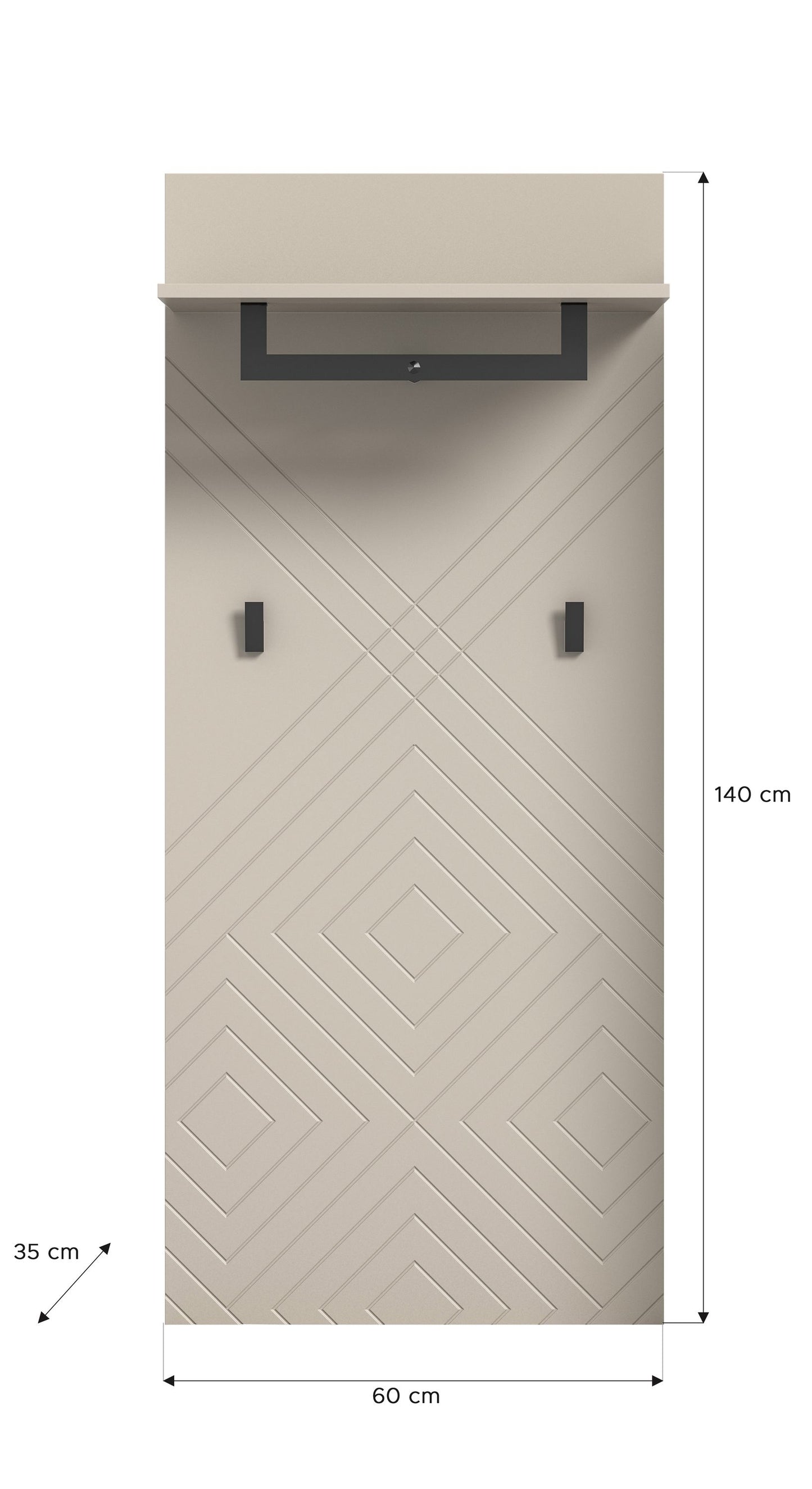 Panneau de porte-manteaux NOTES (L/H/P : env. 60/140/35 cm) en beige sable/beige sable mat