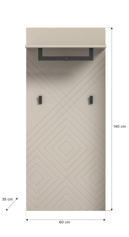 Panneau de porte-manteaux NOTES (L/H/P : env. 60/140/35 cm) en beige sable/beige sable mat