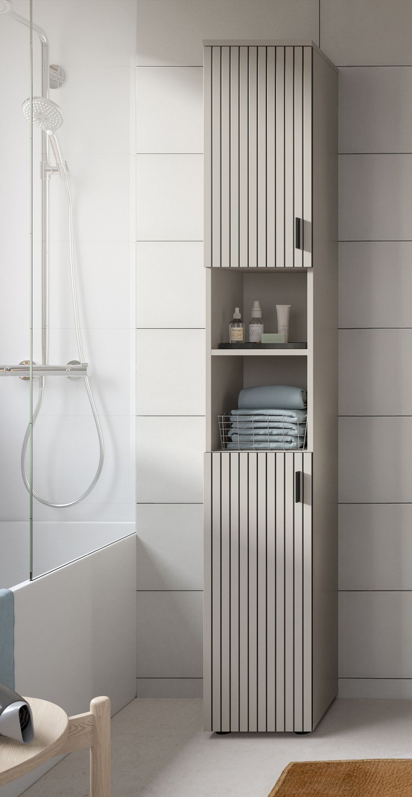 Meuble de salle de bain MONE (l/H/P : env. 30/192/30 cm) en cachemire/cachemire