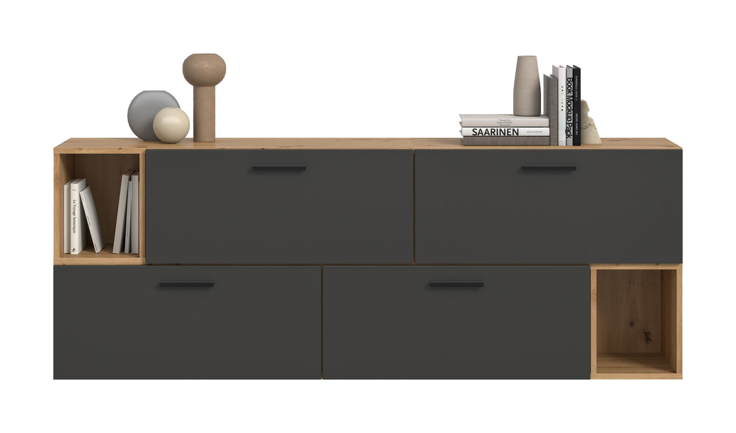 Homes & Jones Wohnwand 2-tlg. TV Möbel Modular Lowboard, Wohnzimmerschrank