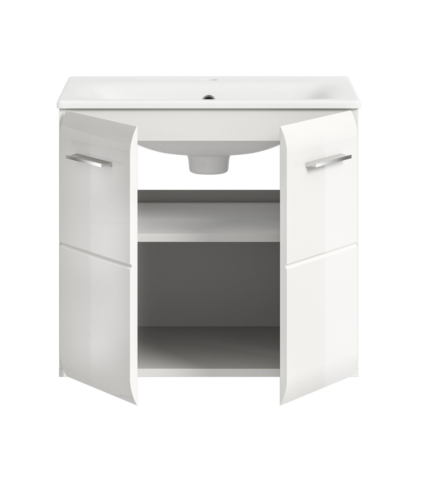 Meuble sous-vasque avec lavabo ICE (L/H/P : env. 60/55/46 cm) imitation chêne Nox/noir mat