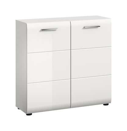 Commode ICE (L/H/P : env. 80/81/34 cm) en blanc/blanc brillant