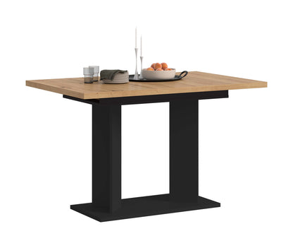 Table de salle à manger GUSTAV (L/H/P : env. 160/76/80 cm) en blanc/imitation chêne Artisan