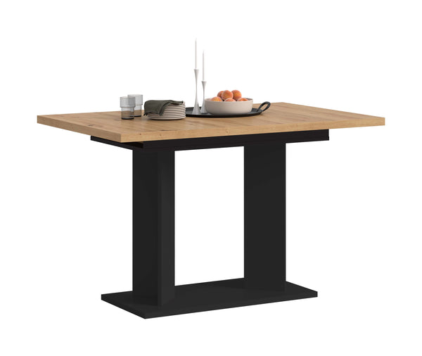 Table de salle à manger GUSTAV (L/H/P : env. 160/76/80 cm) en blanc/imitation chêne Artisan