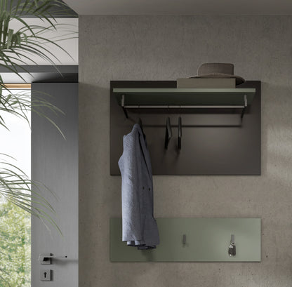 Homes & Jones Wandgarderobe mit Hutablage, drei Kleiderhaken und Garderobenpaneel, grün