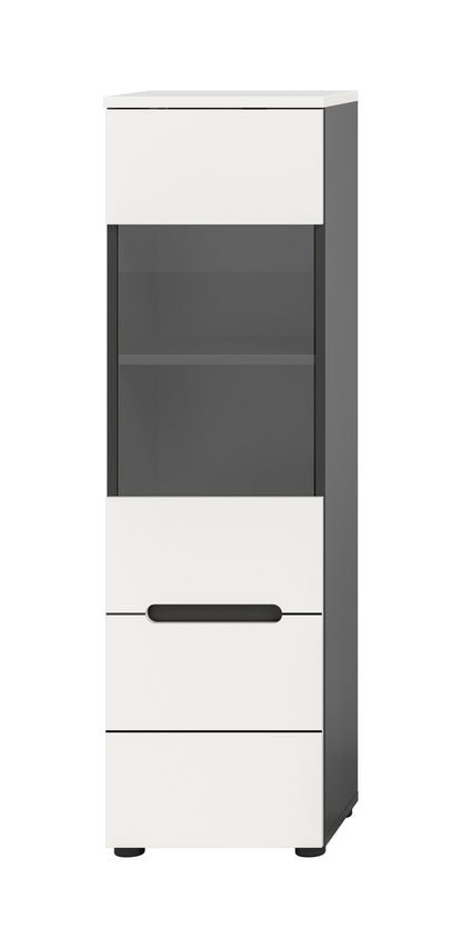 Vitrine CANU (L/H/P: env. 36/125/33 cm) en gris basalte/vert fumé