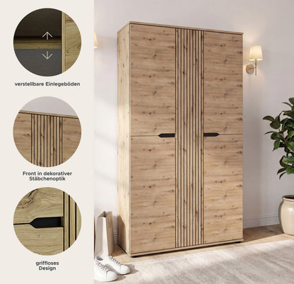 Keno Garderobenschrank (B/H/T: 104x191x37 cm) in Artisan Eiche Nachbildung