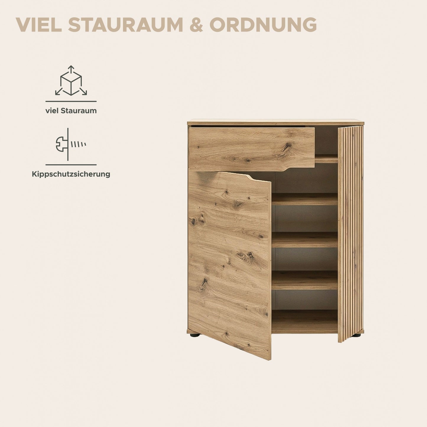 Keno Schuhkommode (B/H/T: 80x98x37 cm) in Artisan Eiche Nachbildung