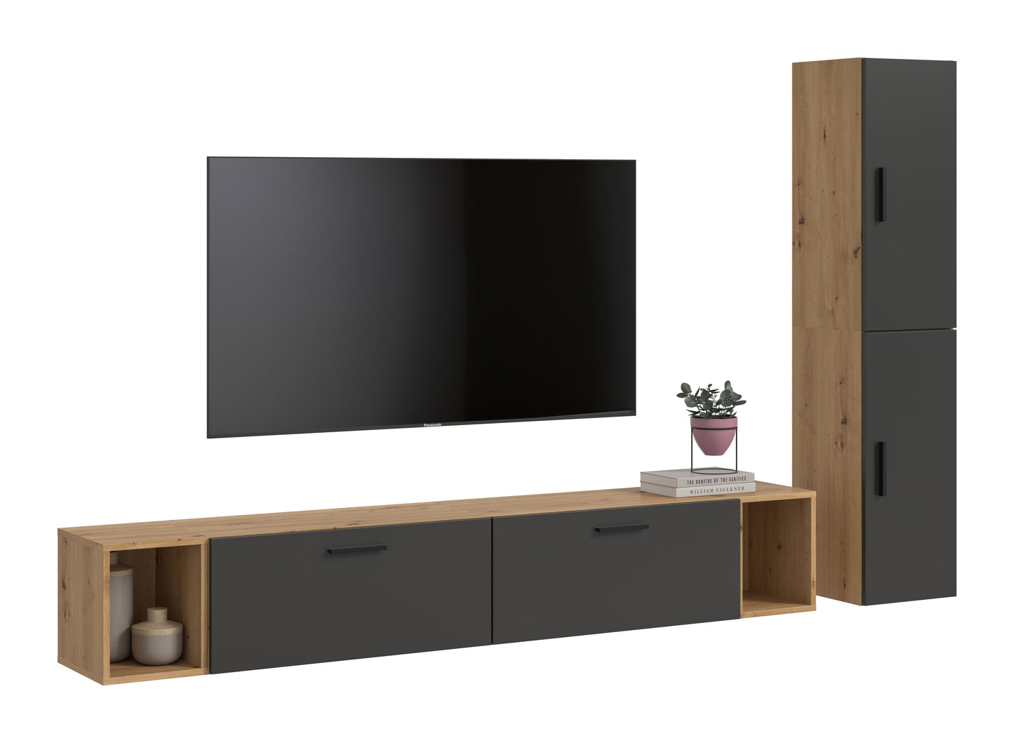 Homes & Jones Wohnwand 2-tlg. TV Möbel Modular Lowboard, Wohnzimmerschrank