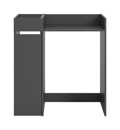 Waschmaschinenschrank in dunklem Grau mit offenem Innenfach und oberer Ablage/Regal