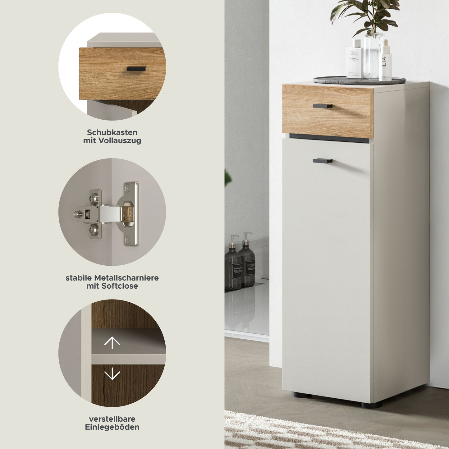 Homes & Jones Badkommode, Badschrank stehend, Badmöbel