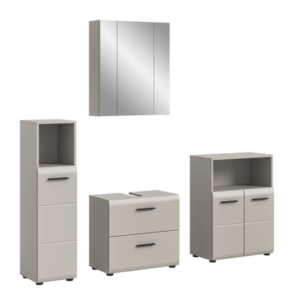 Badmöbel-Set 4-teilig mit Spiegelschrank und Schränken in Weiß
