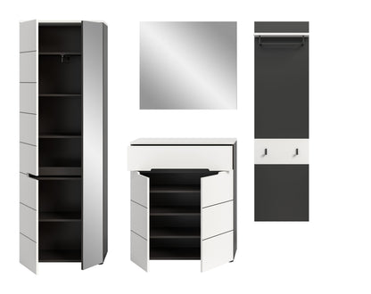 Ensemble de meubles d'entrée CANU (L/H/P : env. 220/190/37 cm) en gris basalte/vert fumé