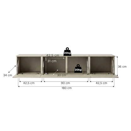 Beach Lowboard stehend  (B/H/T: 180x36x34 cm) in Kaschmir