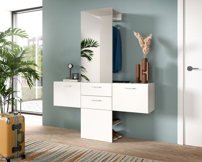 Ensemble de penderie VAGA (L/H/P : env. 156/190/36 cm) en blanc/blanc