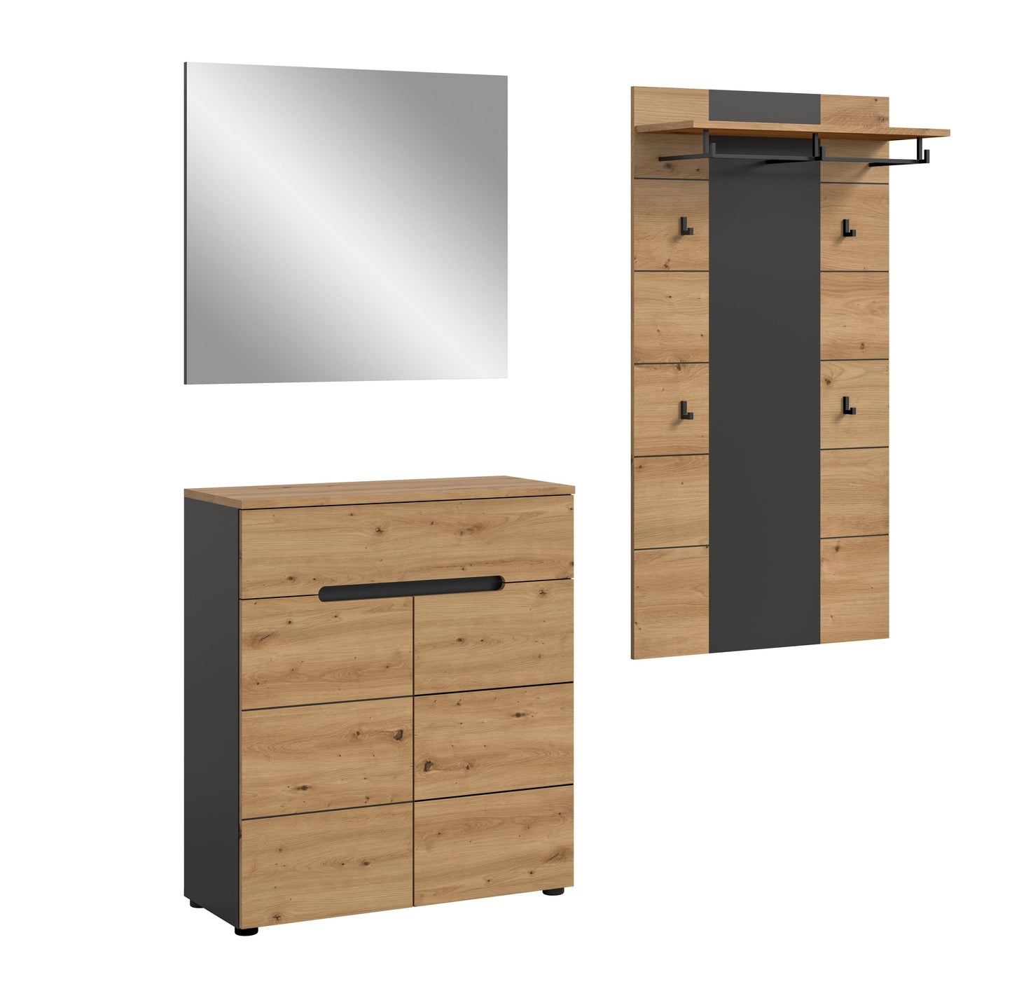 Ensemble de vestiaire CANU (L/H/P : env. 175/190/37 cm) gris Basalte/vert Smoke Green