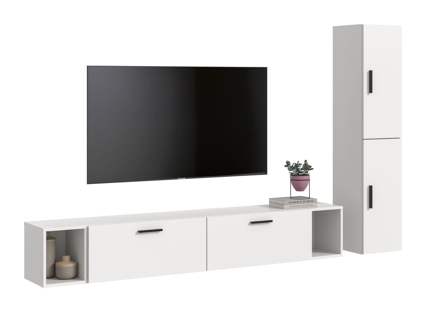 Homes & Jones Wohnwand 2-tlg. TV Möbel Modular Lowboard, Wohnzimmerschrank
