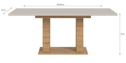 Table de salle à manger MOTION (L/H/P : env. 150/76/90 cm) en blanc/cachemire