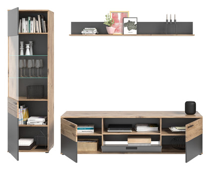Homes & Jones Wohnwand-Set 3-tlg., Wohnzimmerschrank-Anbauwand in Holzoptik