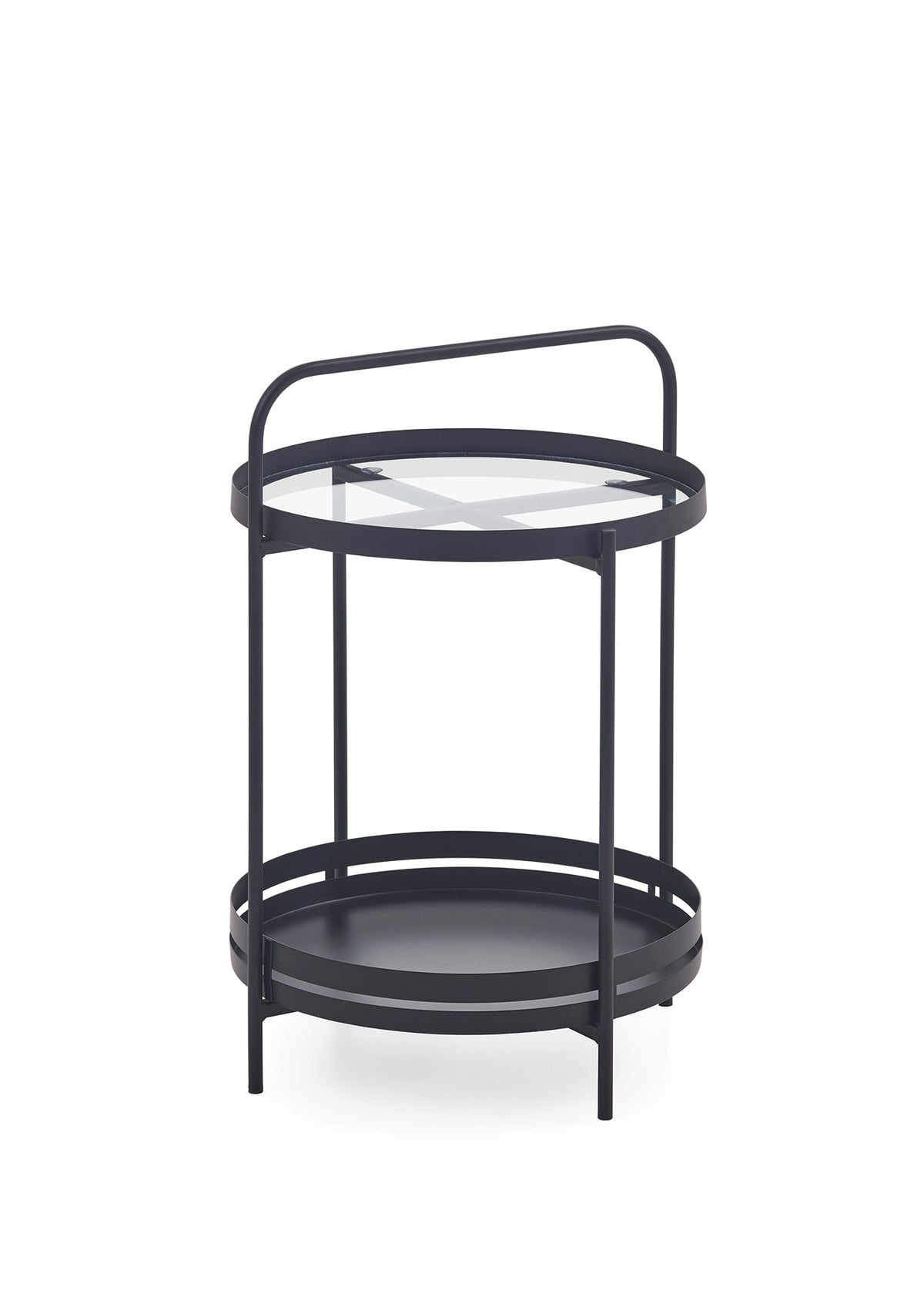Homes & Jones Beistelltisch rund mit Glas & schwarzem Metallgestell