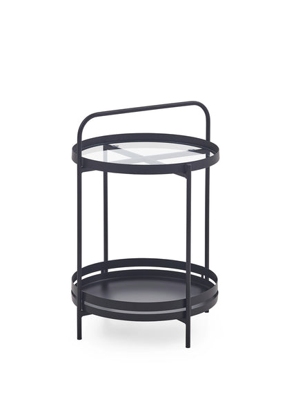 Homes & Jones Beistelltisch rund mit Glas & schwarzem Metallgestell