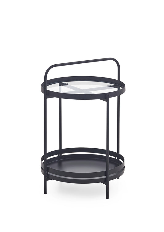 Table d'appoint Sabine avec plateau en verre et piètement en métal noir