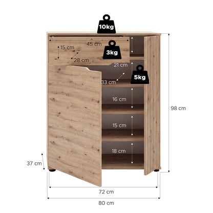 Keno Schuhkommode (B/H/T: 80x98x37 cm) in Artisan Eiche Nachbildung
