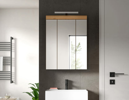 Armoire de toilette avec éclairage SCOUT (L/H/P : env. 60/79/18 cm) en imitation chêne Evoak/verre miroir