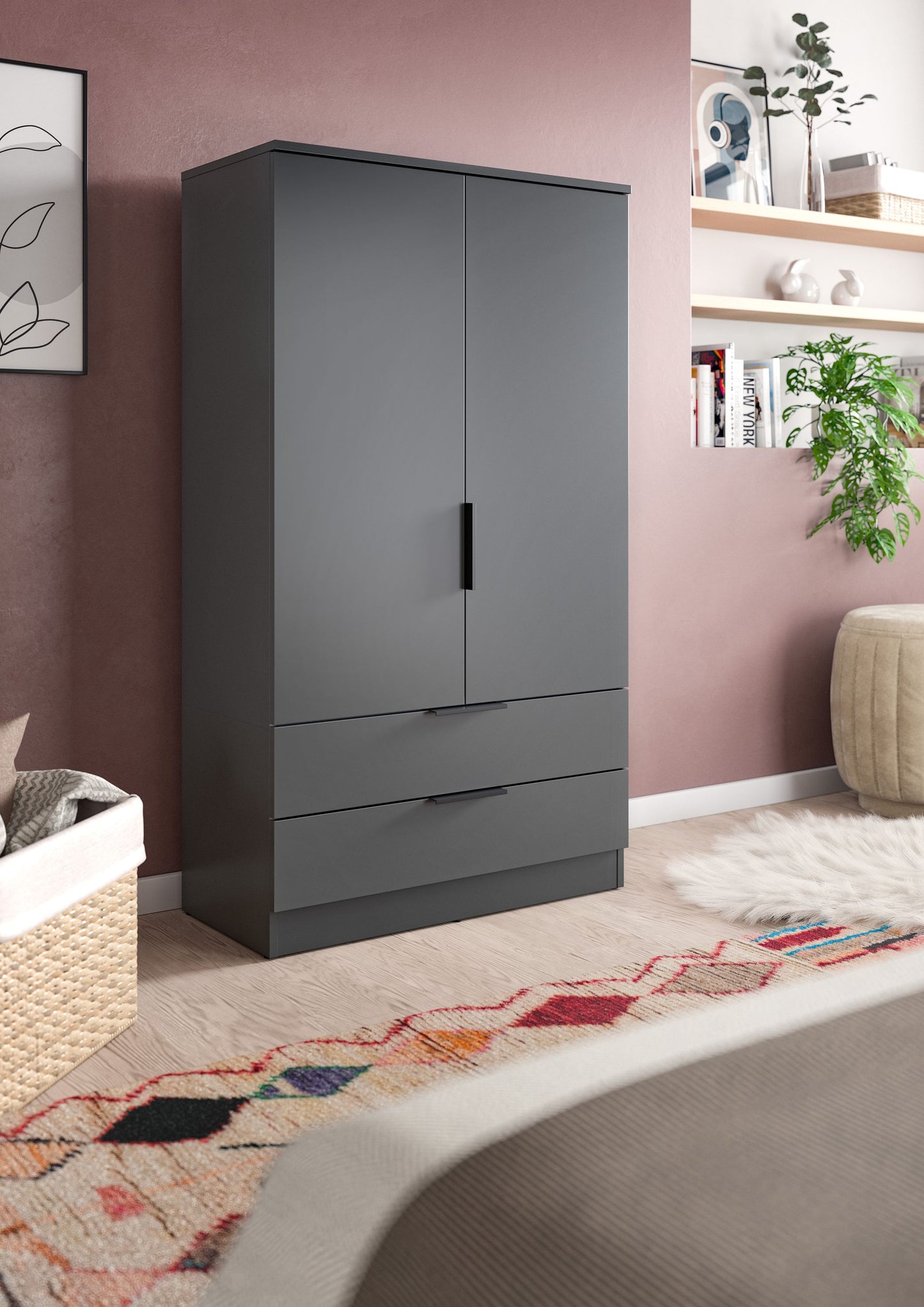 Homes & Jones Kleiderschrank 80 cm, Jugendzimmerschrank mit Schubladen