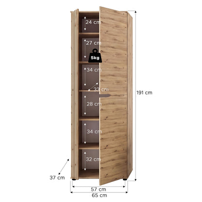 Keno Garderobenschrank (B/H/T: 65x191x37 cm) in Artisan Eiche Nachbildung