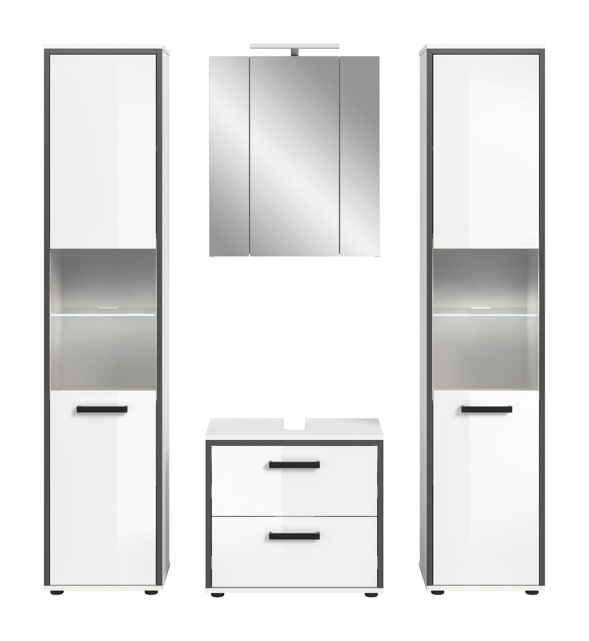 Bathroom Set incl. lighting KOJAK (W/H/D: approx. 171/188/37 cm) in white/white high gloss