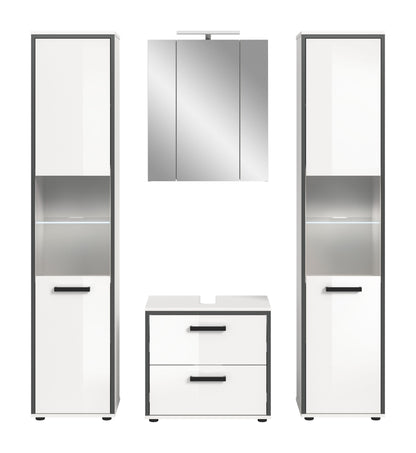 Bathroom Set incl. lighting KOJAK (W/H/D: approx. 171/188/37 cm) in white/white high gloss