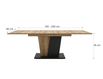 Molina Esstisch  (B/H/T: 150x76x90 cm) in Evoke Oak Nachbildung und Basalt grau