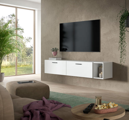 Meuble TV mural THE ONE (l/h/p : env. 75/34/34 cm) en imitation chêne Artisan/vert fumé