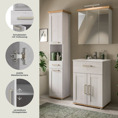 Bathroom Set incl. Lighting VERONA (W/H/D: approx. 115/187/45 cm) in Sibiu Larch replica/Sibiu Larch replica