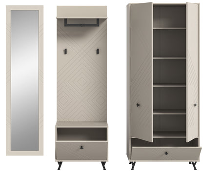Ensemble d'entrée NOTES (L/H/P : env. 215/190/35 cm) en beige sable/beige sable mat