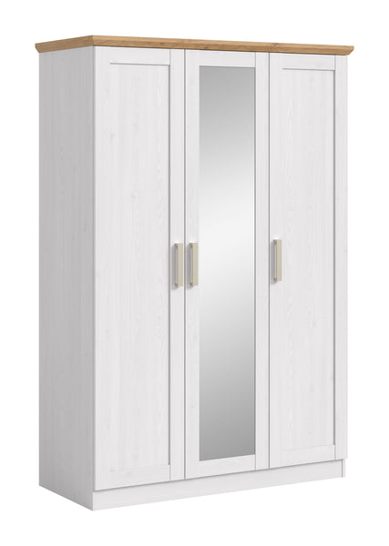 Kleiderschrank 3-türig FLORENZ (B/H/T: ca. 124/185/54 cm) in Sibiu Lärche Nachbildung/Sibiu Lärche Nachbildung