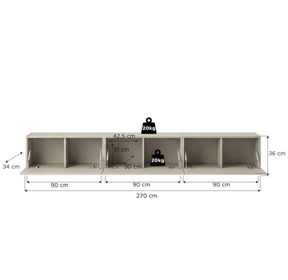 Beach Lowboard stehend  (B/H/T: 270x36x34 cm) in Kaschmir