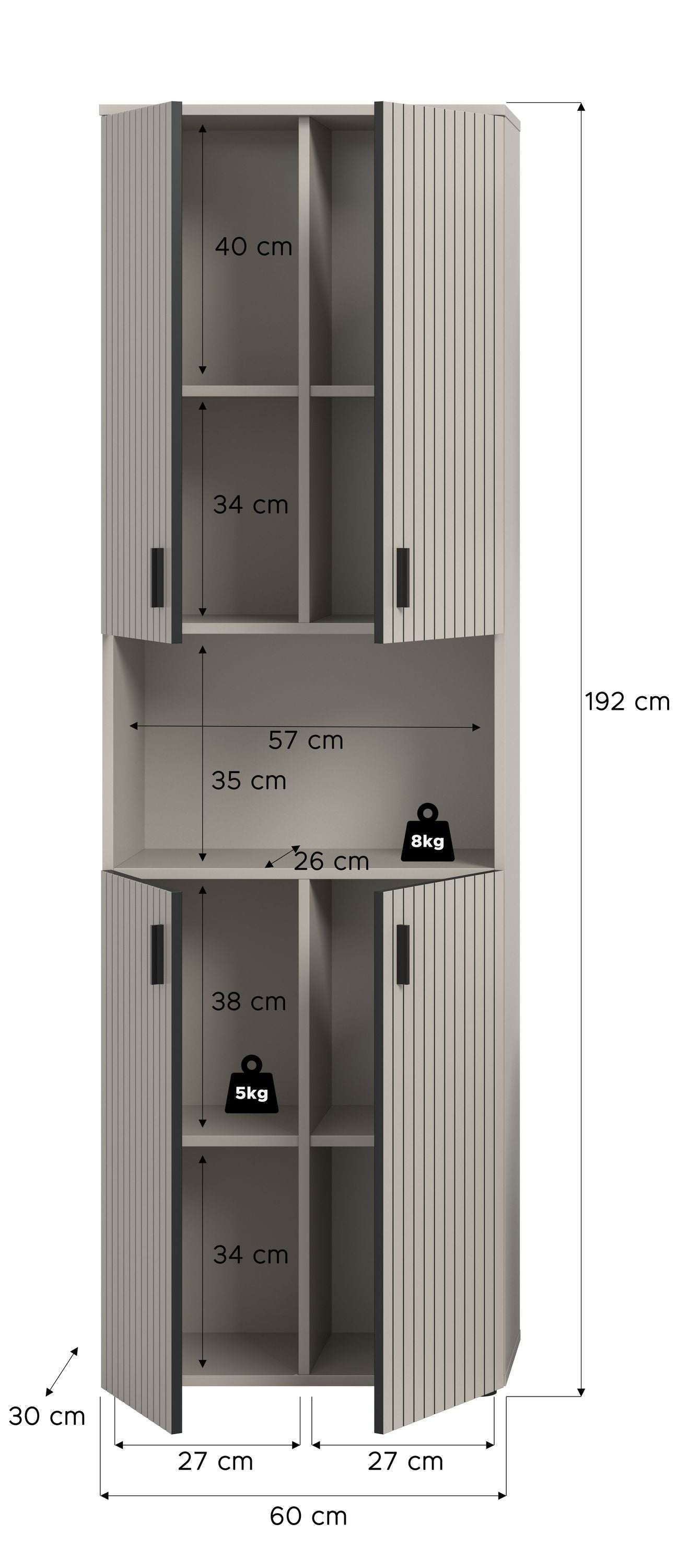 Meuble de salle de bain MONE (l/h/p : env. 60/192/30 cm) en cachemire/cachemire