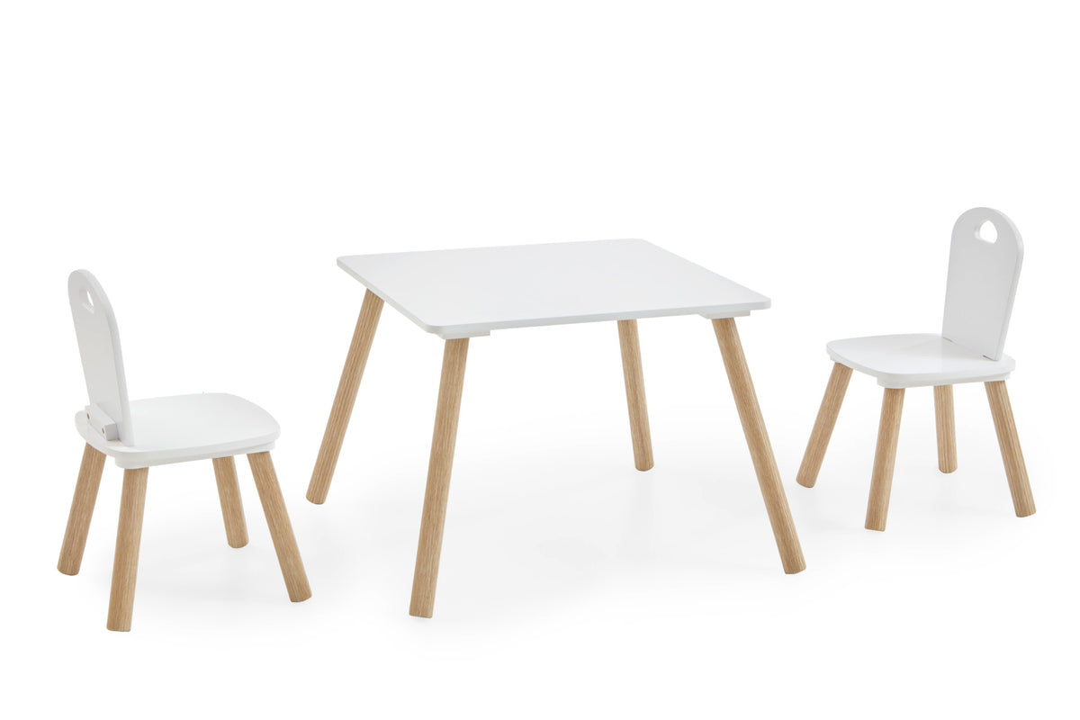 Homes & Jones Kindersitzgruppe Lea 3-teilig, Massivholz Weiß/Natur