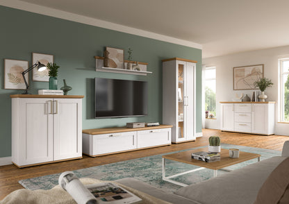Homes & Jones Wohnwandset 3-tlg. Landhausstil, Lowboard für TV bis zu 70 Zoll