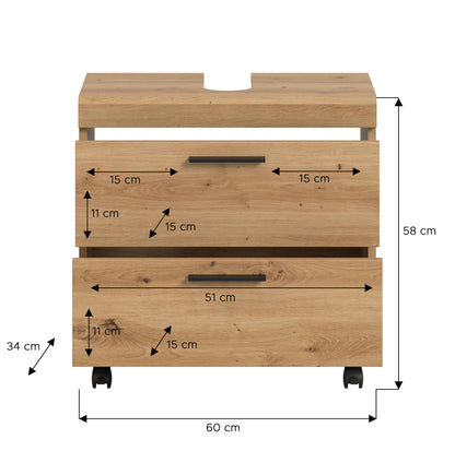Homes & Jones Waschbeckenunterschrank auf Rollen, Schrank easy to handle
