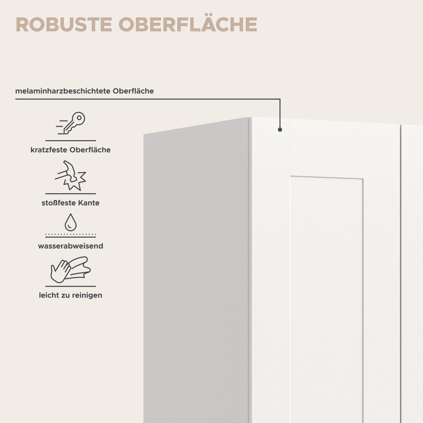 Armoire 3 portes VISBY (L/H/P : env. 120/195/56 cm) en blanc/blanc